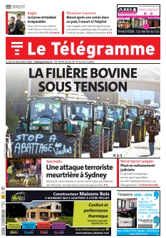 Couverture de Le Télégramme Brest Ville du 15 décembre 2025