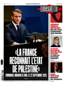 Couverture de Libération du 22 septembre 2025