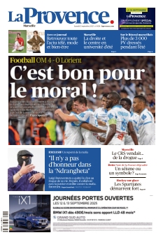 Couverture de La Provence Marseille du 13 septembre 2025