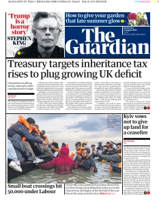 Couverture de The Guardian du 13 août 2025