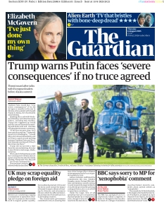 Couverture de The Guardian du 14 août 2025