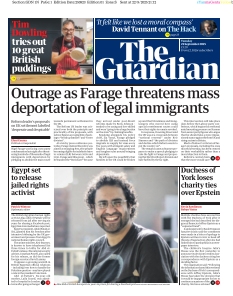 Couverture de The Guardian du 23 septembre 2025