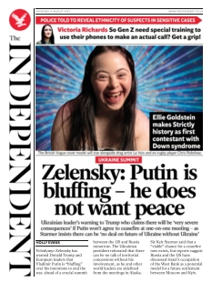 Couverture de The Independent du 14 août 2025