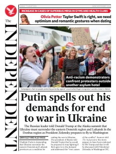 Couverture de The Independent du 17 août 2025