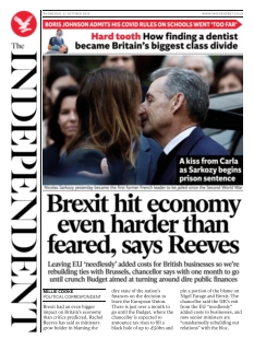 Couverture de The Independent du 22 octobre 2025