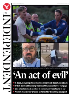 Cover of The Independent from 15 December 2025